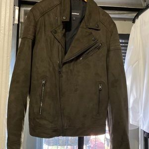Express medium brown suede biker jacket